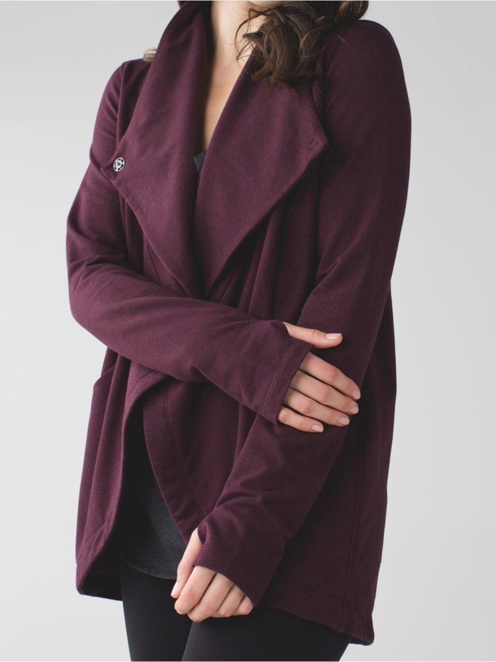 Lululemon That's A Wrap Sweatshirt Jacket Heathered Bordeaux Drama Size 4